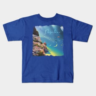 Positano Surrealistic Painting Kids T-Shirt